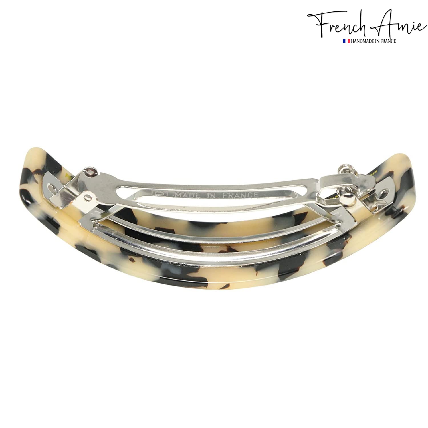 French Amie Curved Large 3 ¾” Handmade Celluloid Volume Hair Barrette for Women