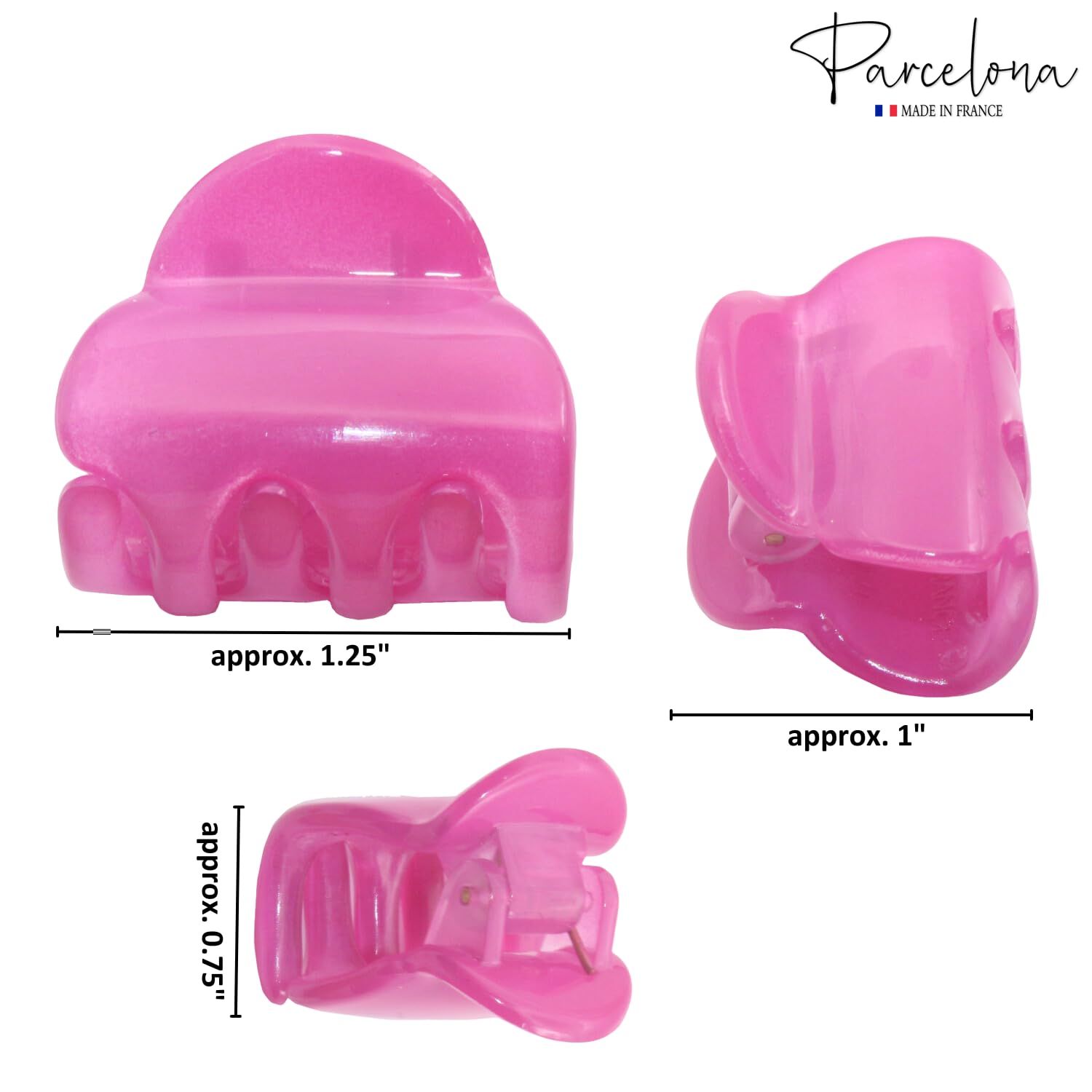 Parcelona French Chic Duo Small 1 1/4" Cellulose Hair Claw for Women and Girls