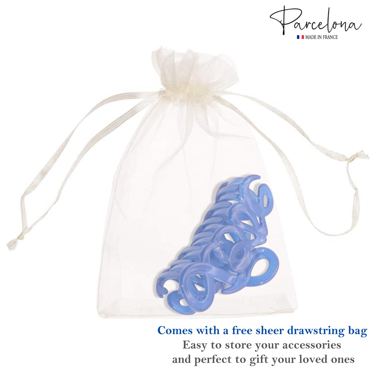 Parcelona French Love Medium 3" Cellulose Acetate Hair Claw Clip for Women