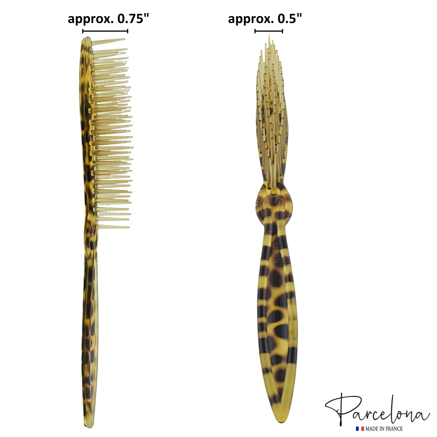 Parcelona French Leopard Print Large Brush Hair Combs for Women & Girls