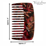 French Amie Pocket Comb Small Cellulose Handmade Wide Tooth Non Static Hair Comb