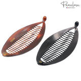 Parcelona French Fat Oval Shell and Black Large 5" Set of 2 Banana Hair Clips