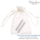 French Amie Rounded Oblong Small Silver Glitter Celluloid Snap Hair Clip 2Pcs