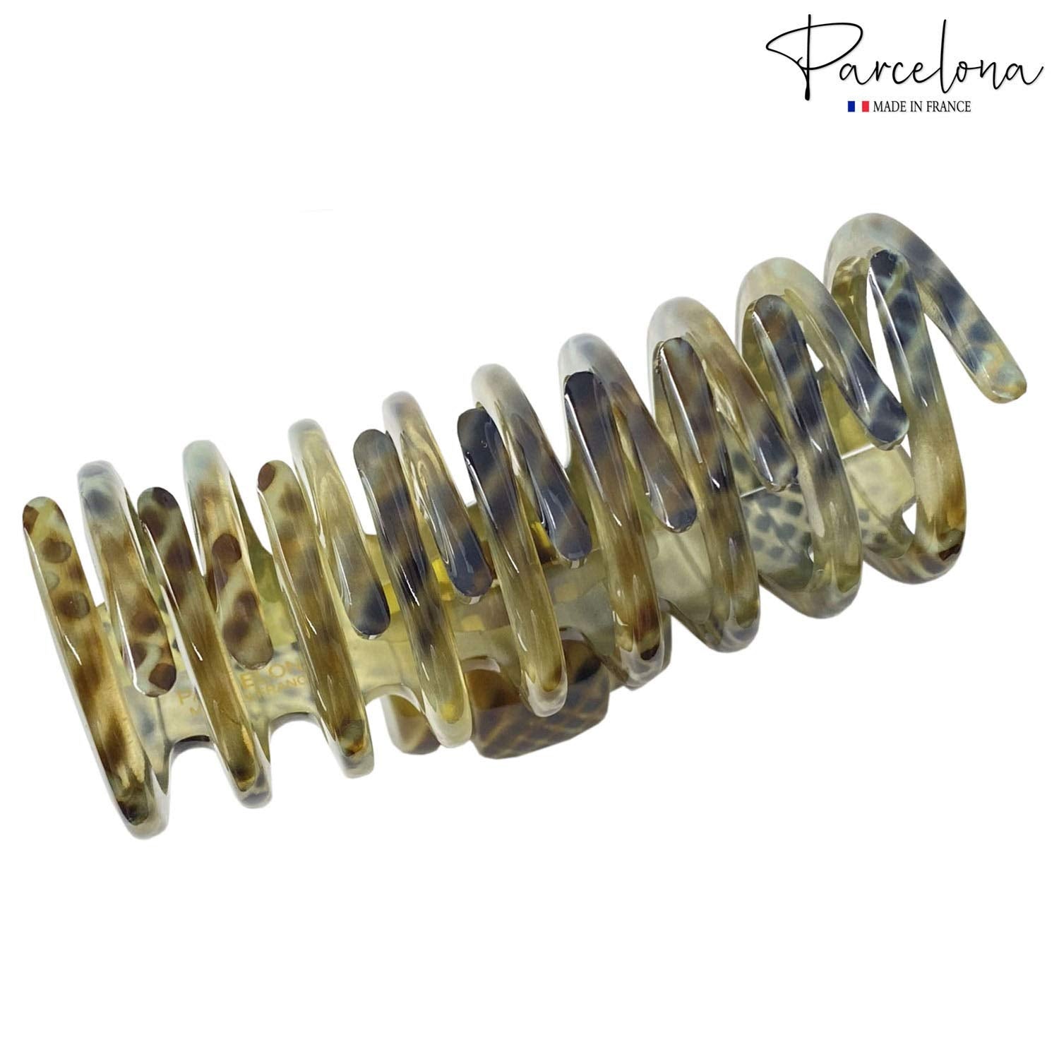 Parcelona French Narrow Tubular Python Finish Large 3 3/4” Good Grip Hair Claw