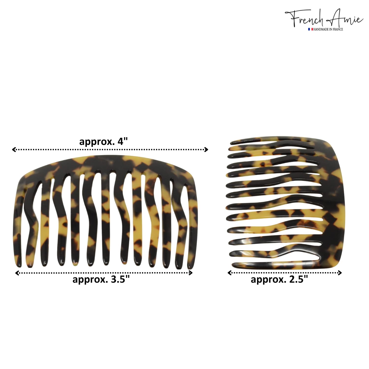 French Amie Fab 13 Teeth Medium Handmade Celluloid Side Hair Comb for Women