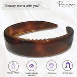 Parcelona French Extra Wide Tortoise Shell Celluloid Hair Headband for Women