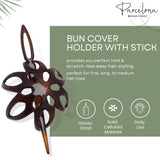 Parcelona French Fleur Small Shell Celluloid Hair Slider Bun Cover with Stick