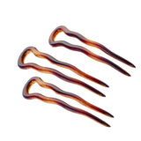 Parcelona French Mystic Large 3" Celluloid Chignon U Shaped Hair Pins(Set of 3)
