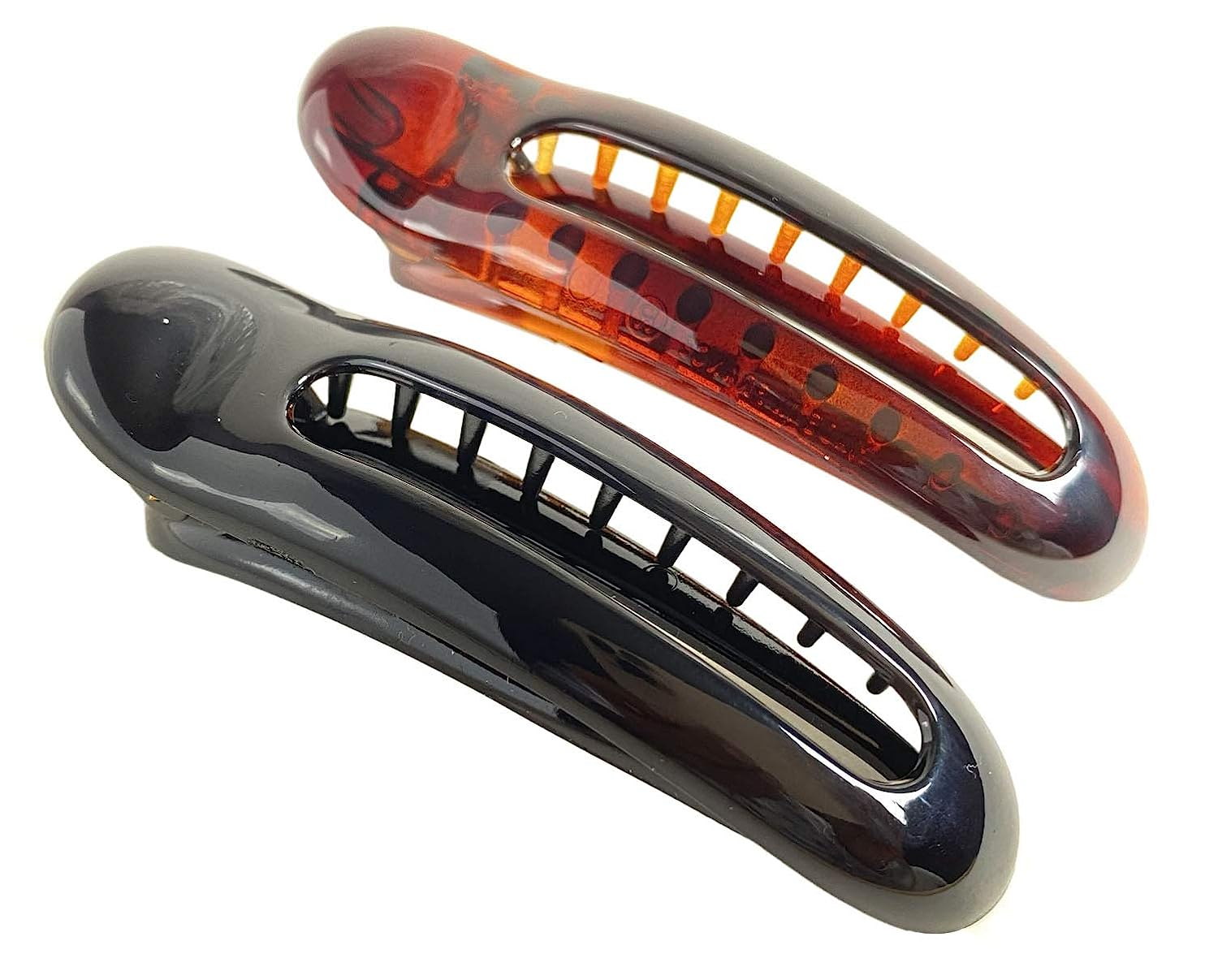 Parcelona French Oval Slider Small 3" Celluloid Side Hair Claw Clips(2 Pcs)