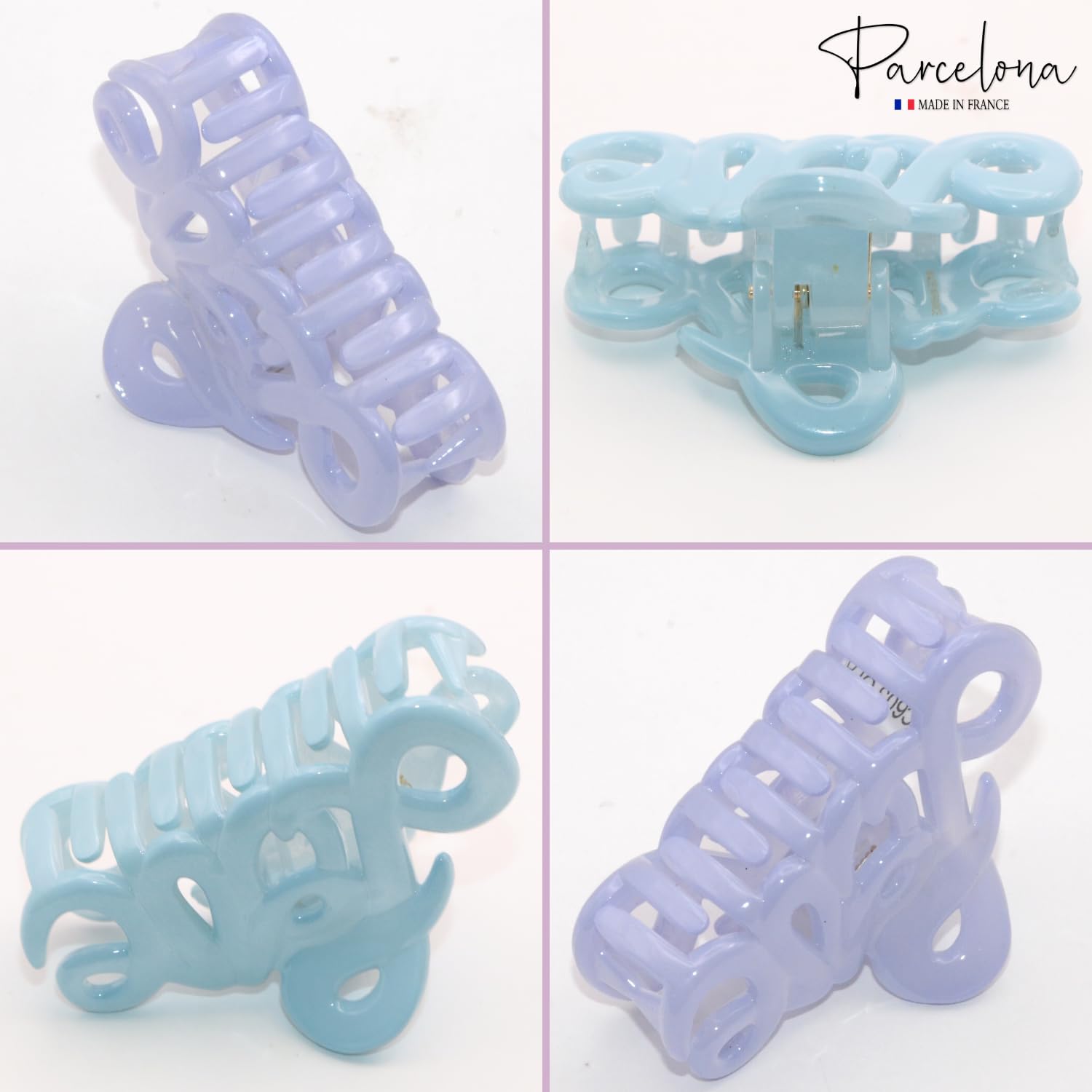 Parcelona French Love Small 2" Cellulose Acetate Hair Claws for Women and Girls