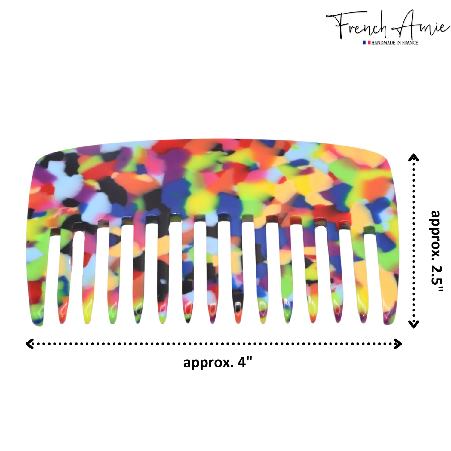 French Amie Pocket Comb Small Cellulose Handmade Wide Tooth Non Static Hair Comb