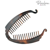 Parcelona French Broad Brown & Black Large 5" set of 2 Hair Clips for Women