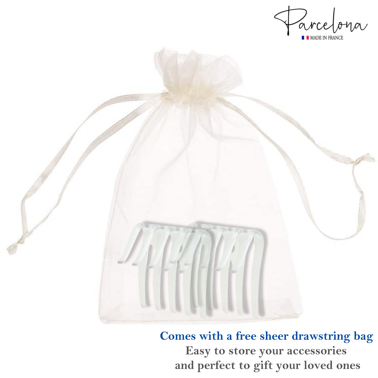 Parcelona French Crab Interlocking Medium Cellulose Hair Side Comb for Women