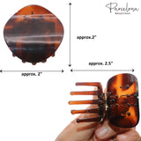 Parcelona French Onde Shell Black Savana Small Celluloid Side Hair Claw 3 Pieces
