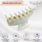 French Amie Chic Ivory Handmade Large 3 Inch Celluloid Jaw Hair Claw Clip