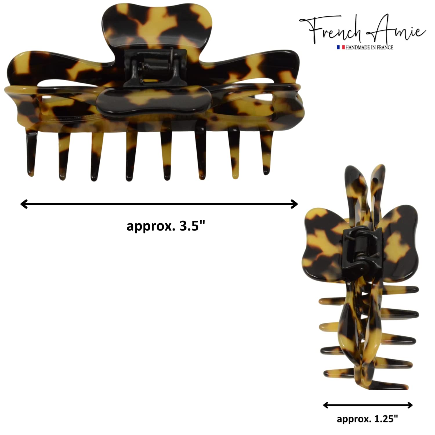 French Amie Large Butterfly 3.5" Handmade Cellulose Acetate Hair Claw for Women