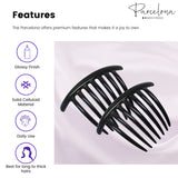 Parcelona French Twist 7 Teeth Large Celluloid Side Hair Combs for Women(2 Pcs)