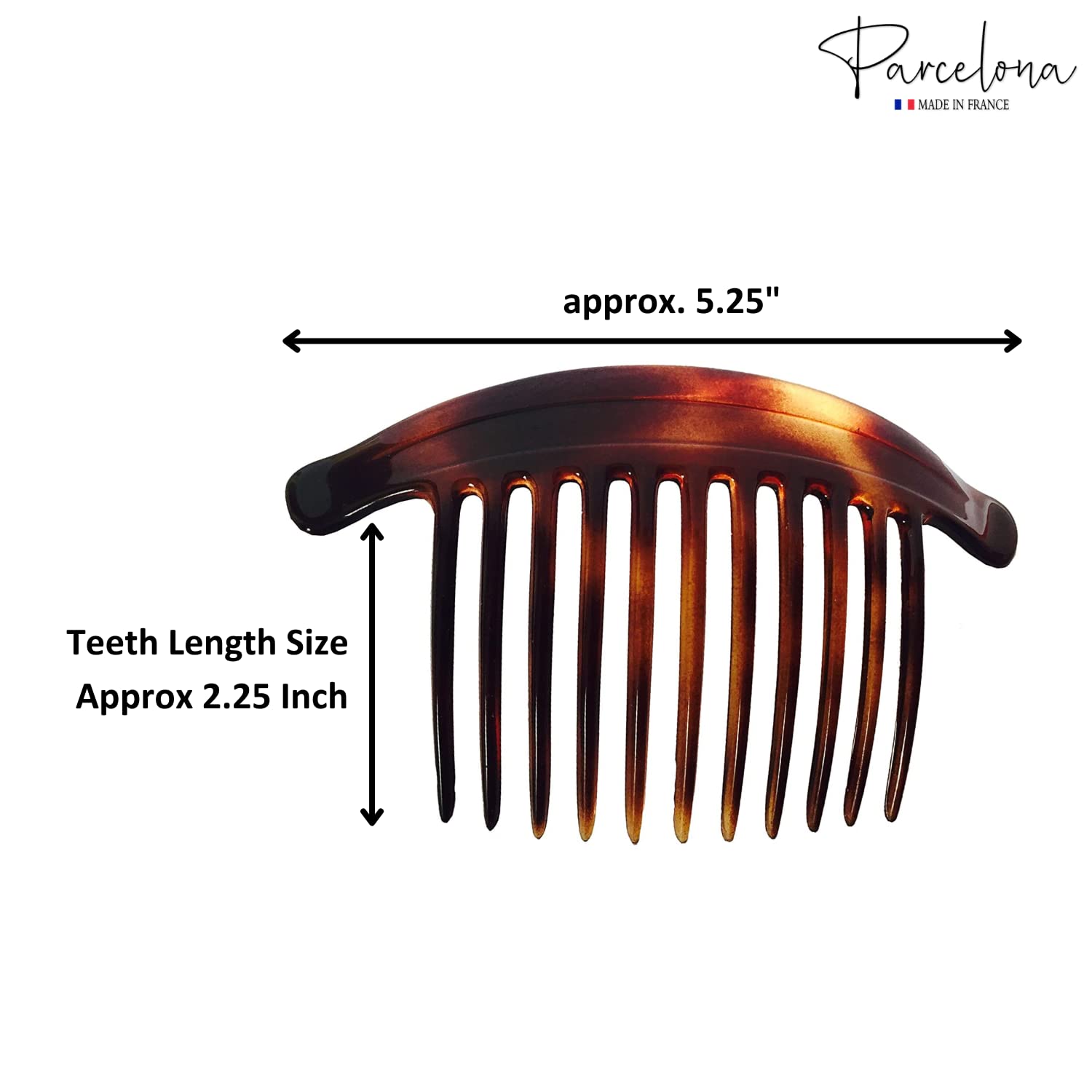 Parcelona French 11 Teeth Set of 2 Tortoise Shell Interlocking Side Hair Comb