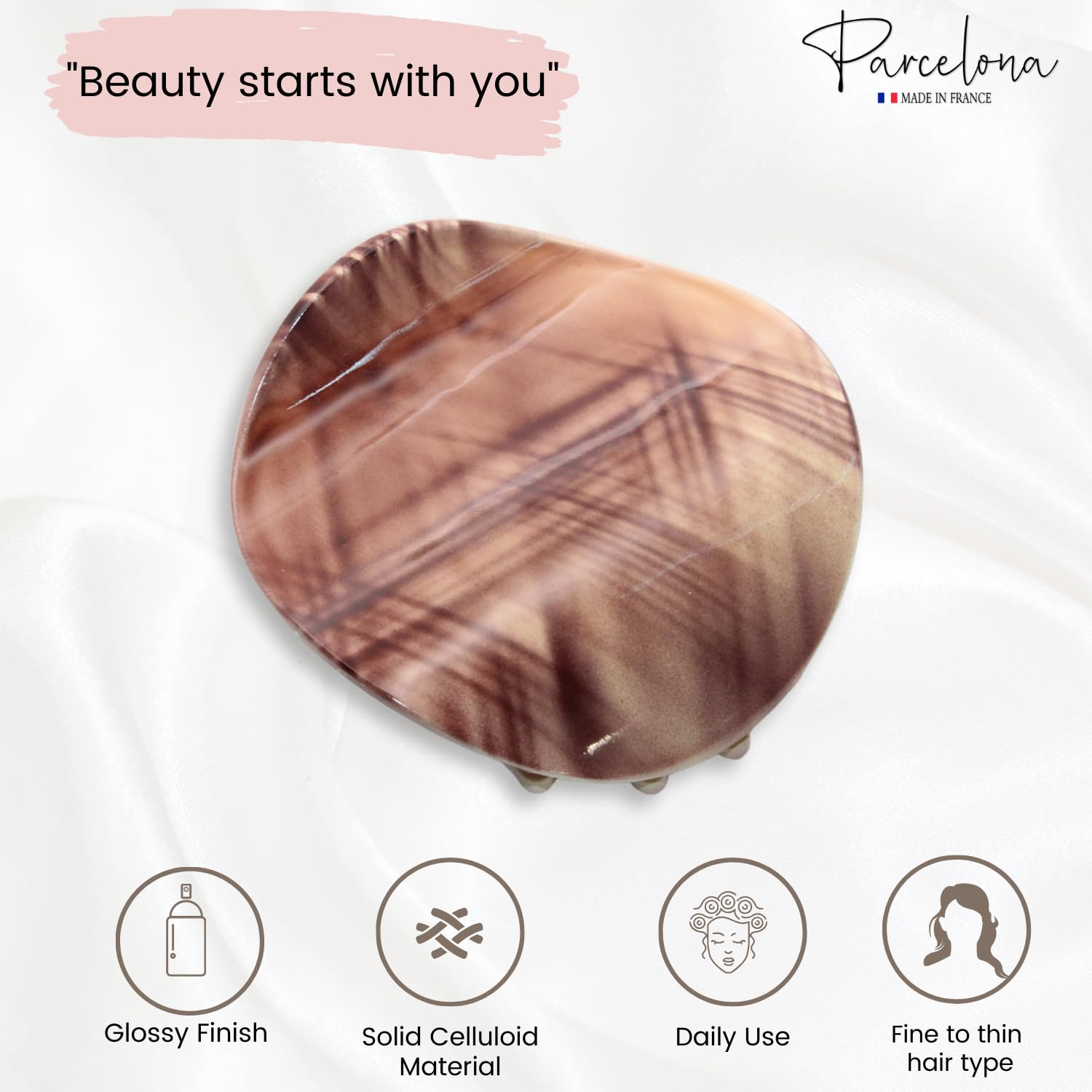 Parcelona French Onde Small 2 3/4" Cellulose Side Slide in Hair Claw for Women