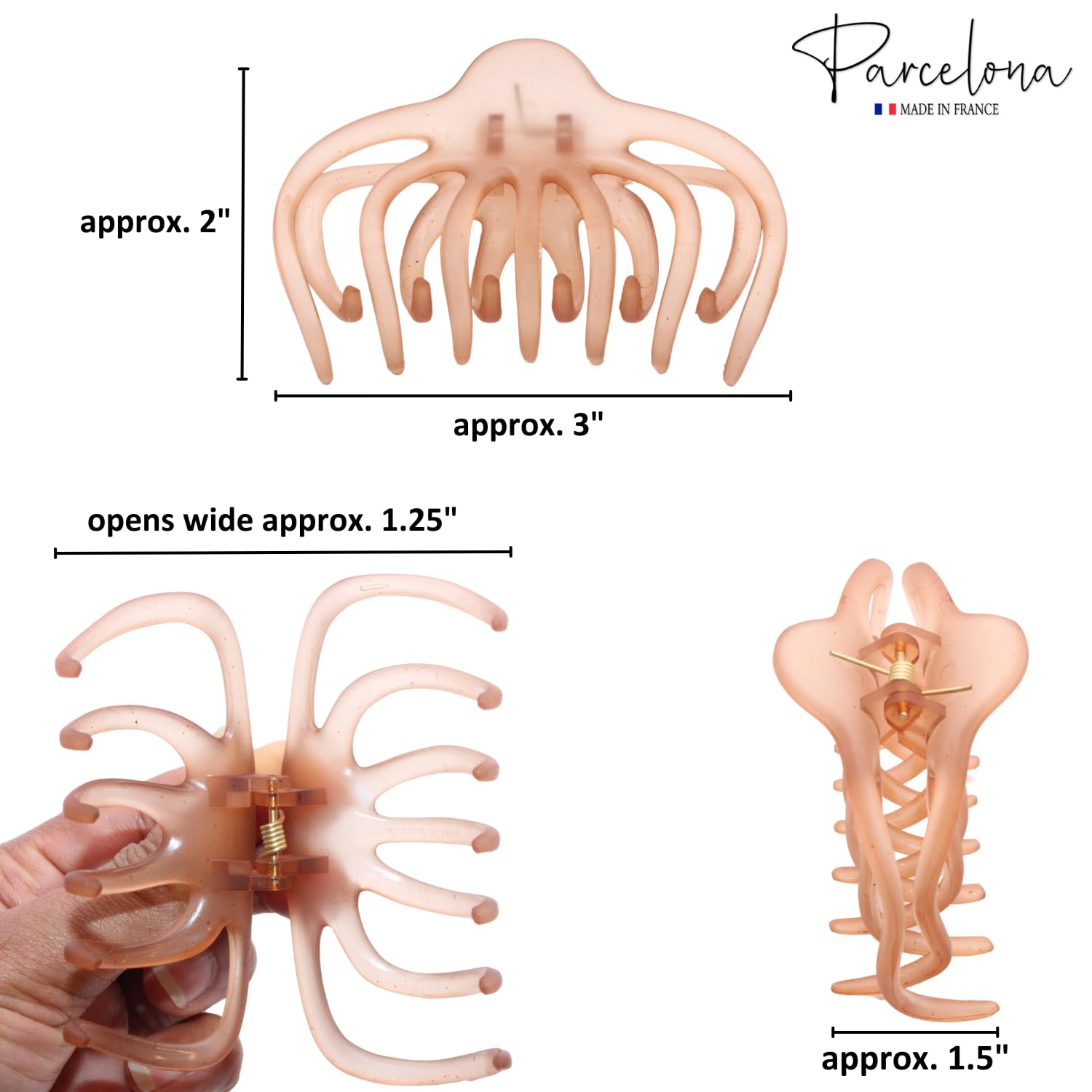 Parcelona French Dendrite Medium Cellulose Jaw Hair Claw for Women and Girls