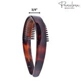 Parcelona French Toothed Smooth Celluloid Shell Brown Wide Hair Headband