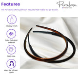 Parcelona French Thin Shell and Black Inner Teeth Nibs Hair Headband 2 Pcs