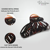 Parcelona French Rain Drop Large 2 Pcs Shell & Black Celluloid Jaw Hair Claw