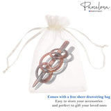 Parcelona French Triple Ringed Celluloid Barrettes with Stick for Women(2 Pcs)