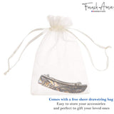 French Amie Oblong 3 1/2" Celluloid Handmade Automatic Hair Barrette for Women