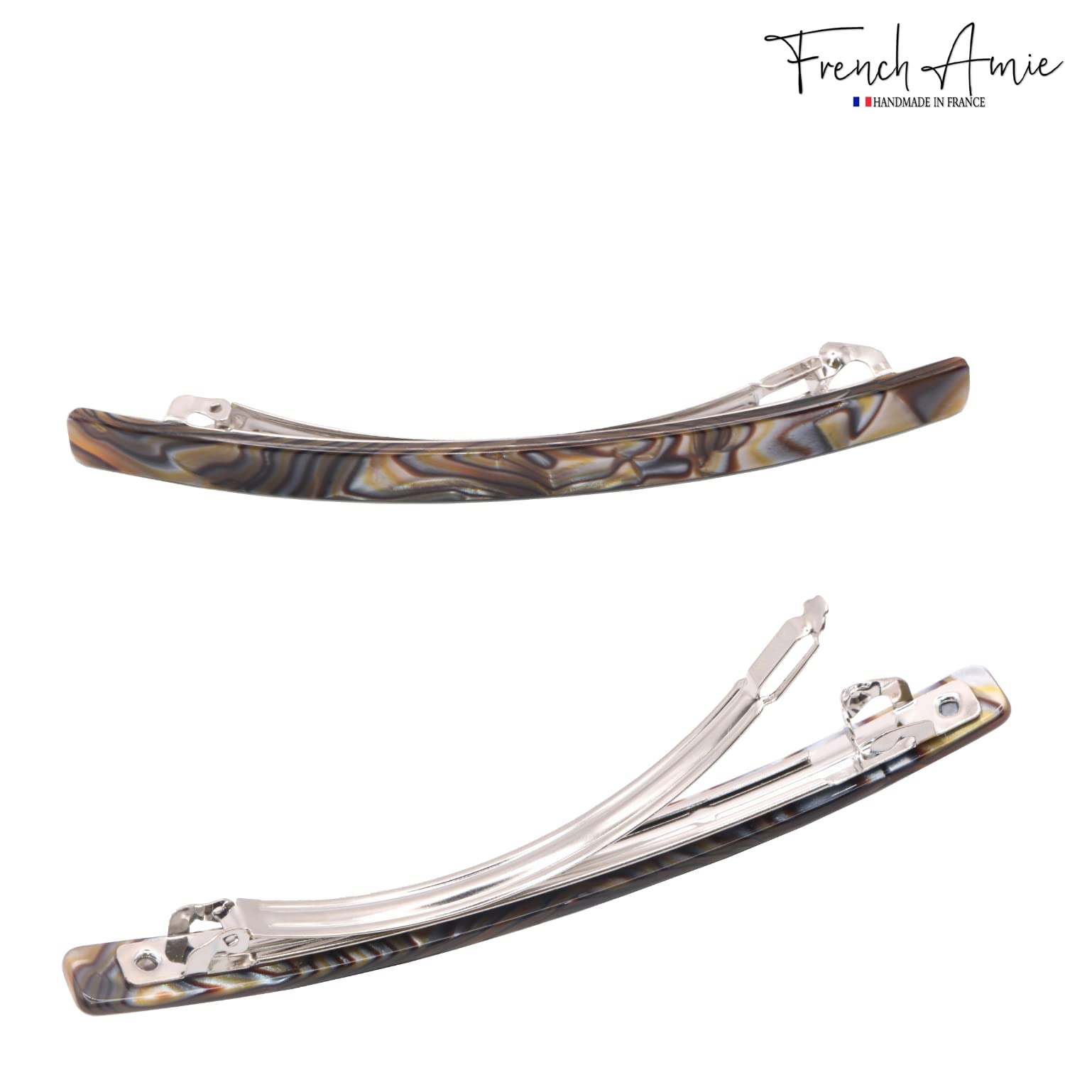 French Amie Long And Thin Large 4” Cellulose Handmade Hair Clip Barrette
