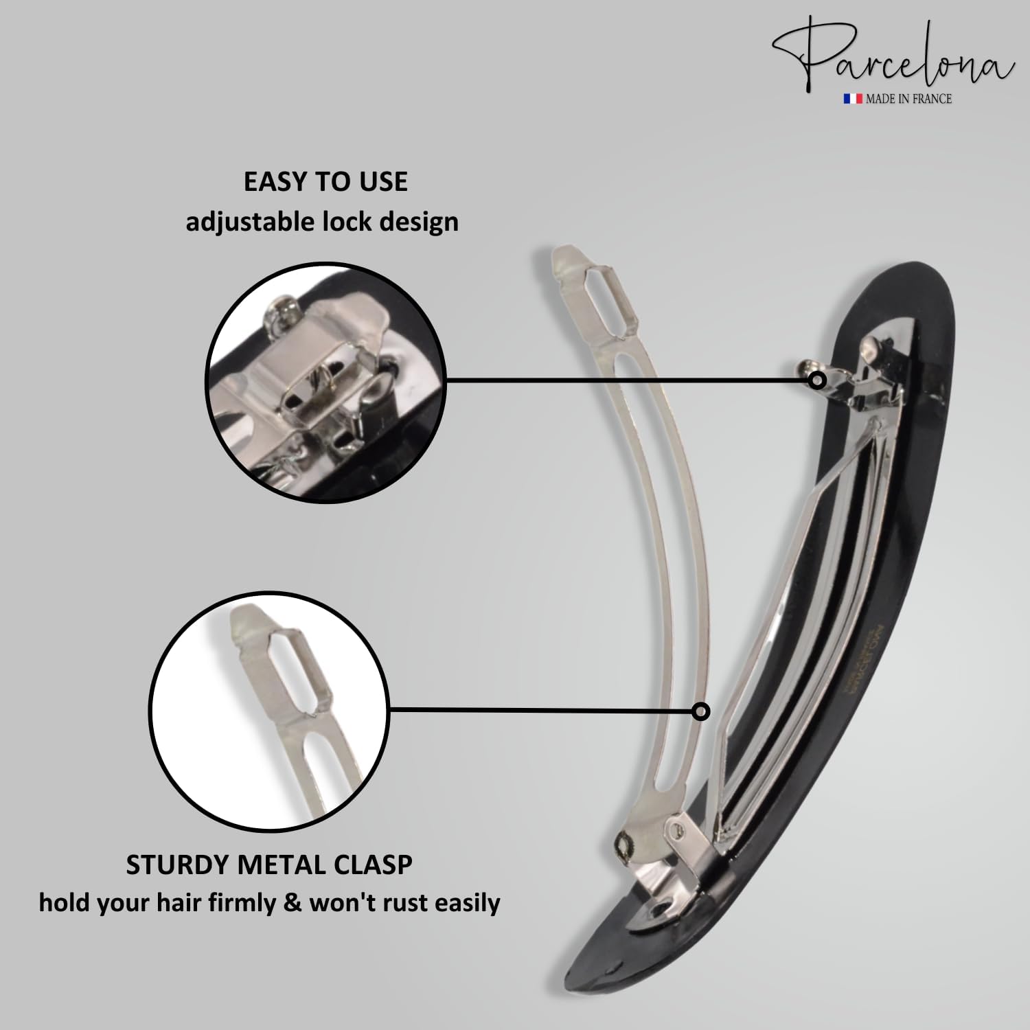 Parcelona French Elegant Duo Large Cellulose Hair Barrette for Women and Girls