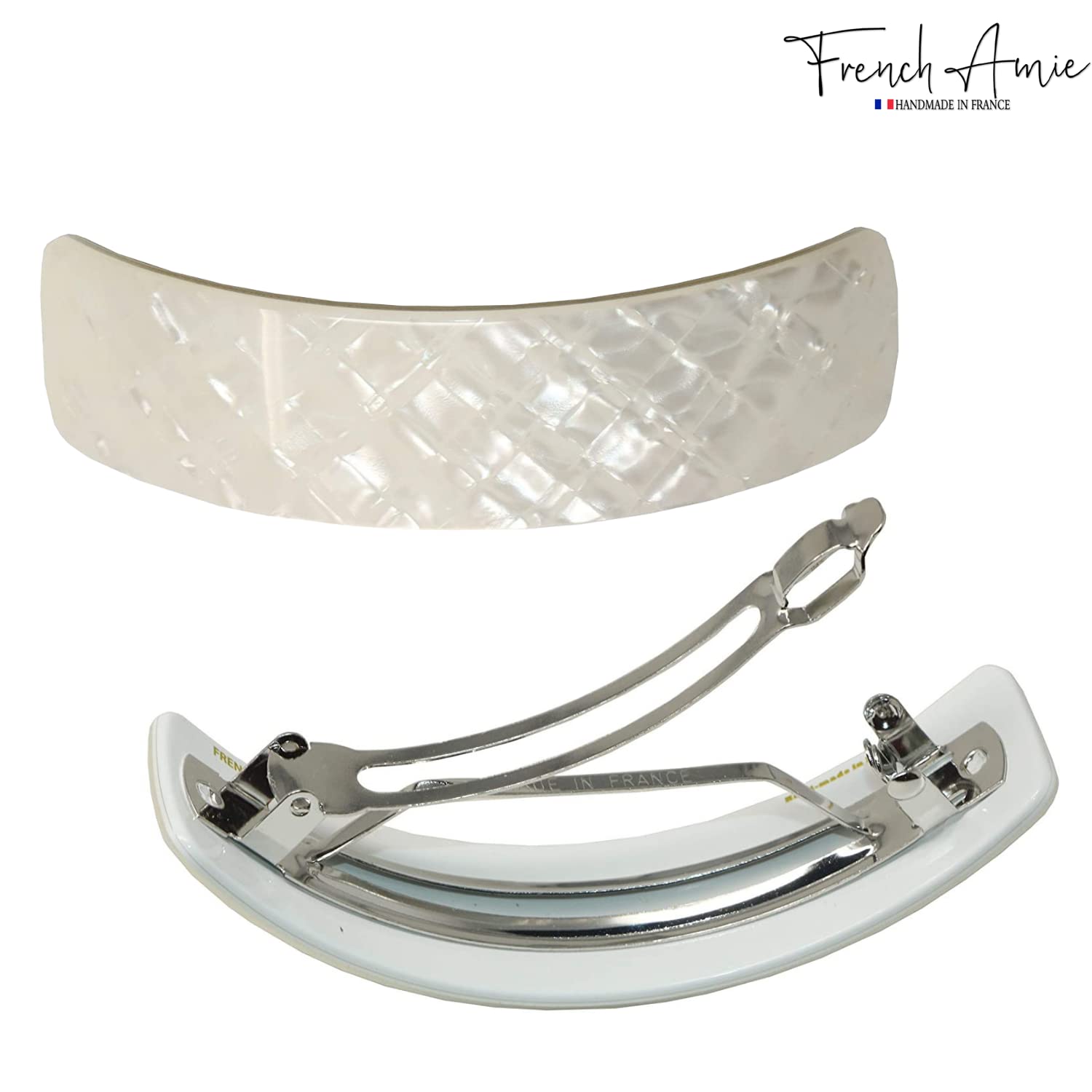 French Amie Curved Large 3 ¾” Handmade Celluloid Volume Hair Barrette for Women