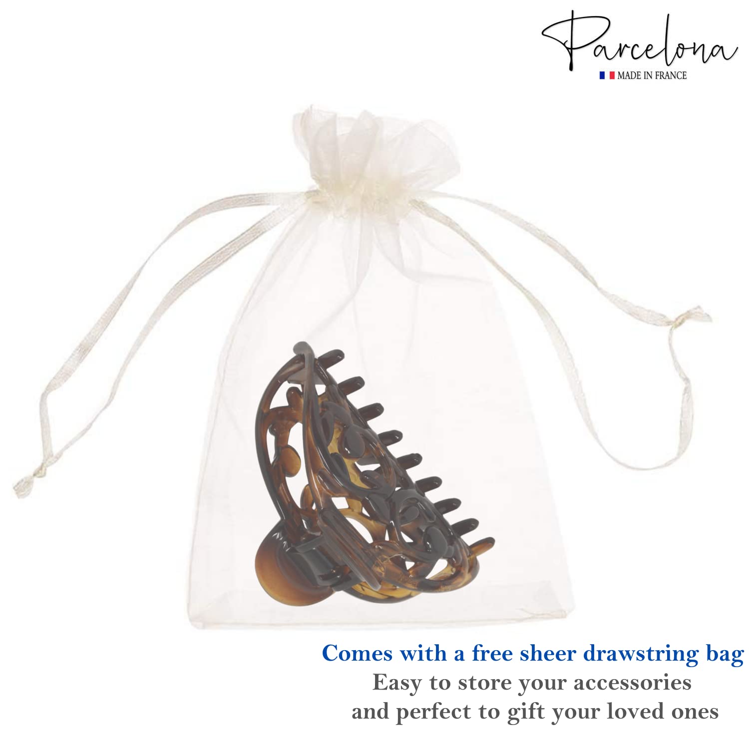 Parcelona French New Jardin Medium Cellulose Jaw Hair Claw for Women and Girls