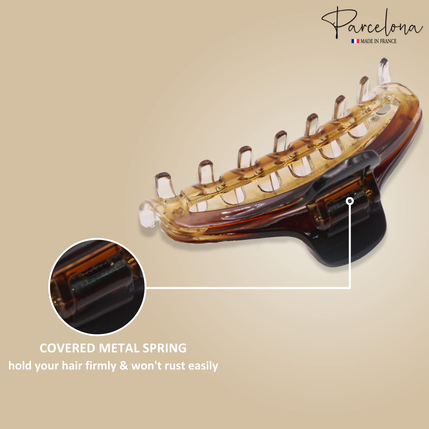 Parcelona French Slim Double Shaded Crystal Clear Shell Cellulose Hair Claw