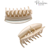 Parcelona French Arch Medium Cream Ivory Celluloid Hair Claw for Women