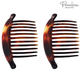 Parcelona French 11 Teeth Set of 2 Tortoise Shell Interlocking Side Hair Comb