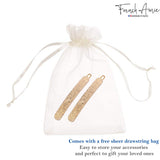 French Amie Rounded Oblong Golden Glitter Small Celluloid Snap Hair Clip 2Pcs