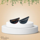 Parcelona French Thin Arch Cutout Set of 2 Shell & Black Small Hair Claws
