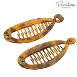 Parcelona French Effortless Mini Small Celluloid Banana Hair Clips(2 Pcs)