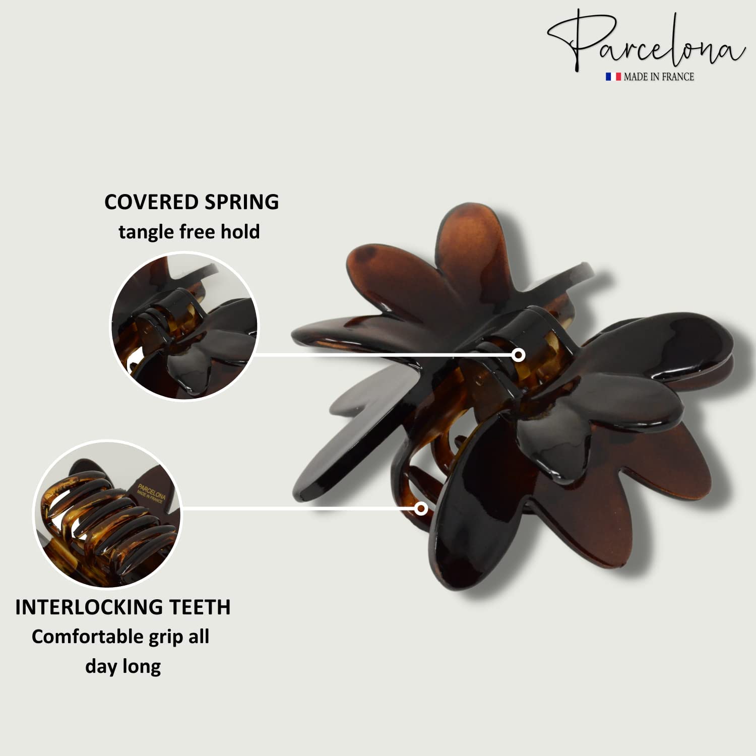 Parcelona French Butterfly 3" Medium Shell Cellulose Jaw Hair Claw for Women