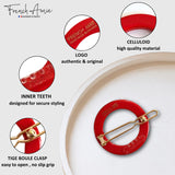 French Amie Mini Circle Celluloid Handmade Hair Clips Snap on Side Slide Clip