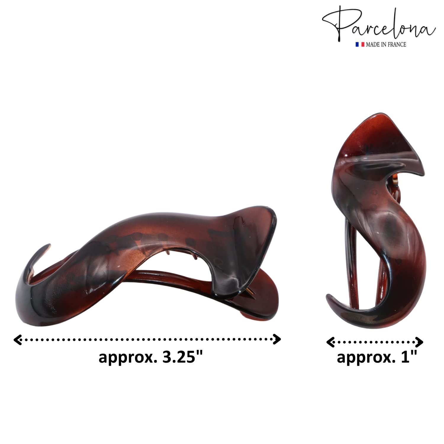 Parcelona French Medium Crochet Cellulose Black Hair Side Slider Claw Clip