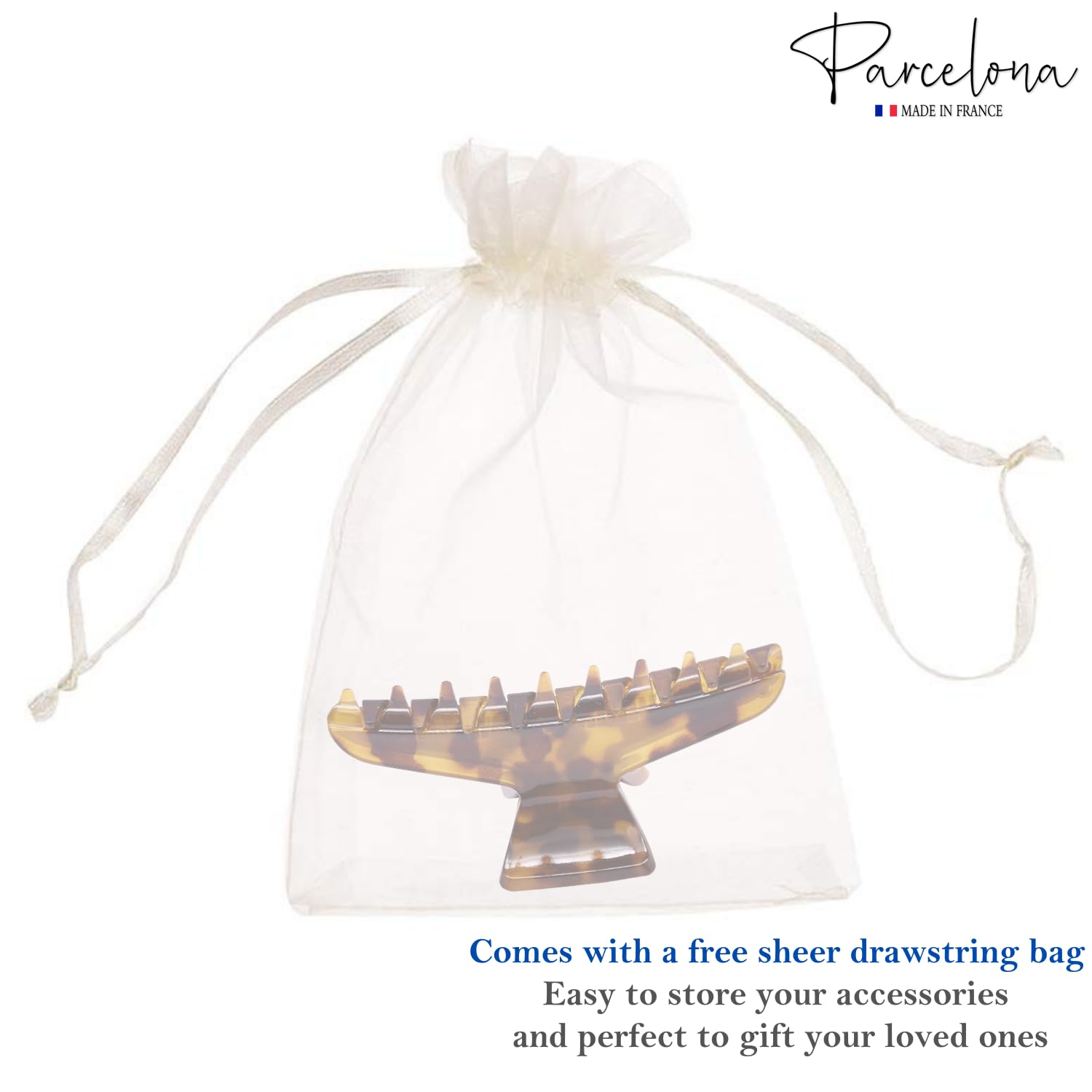 Parcelona French Pinch Medium Cellulose Covered Spring Jaw Hair Claw for Women