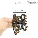 French Amie Flower Bloom 3" Handmade Celluloid No Slip Grip Hair Claw Clip