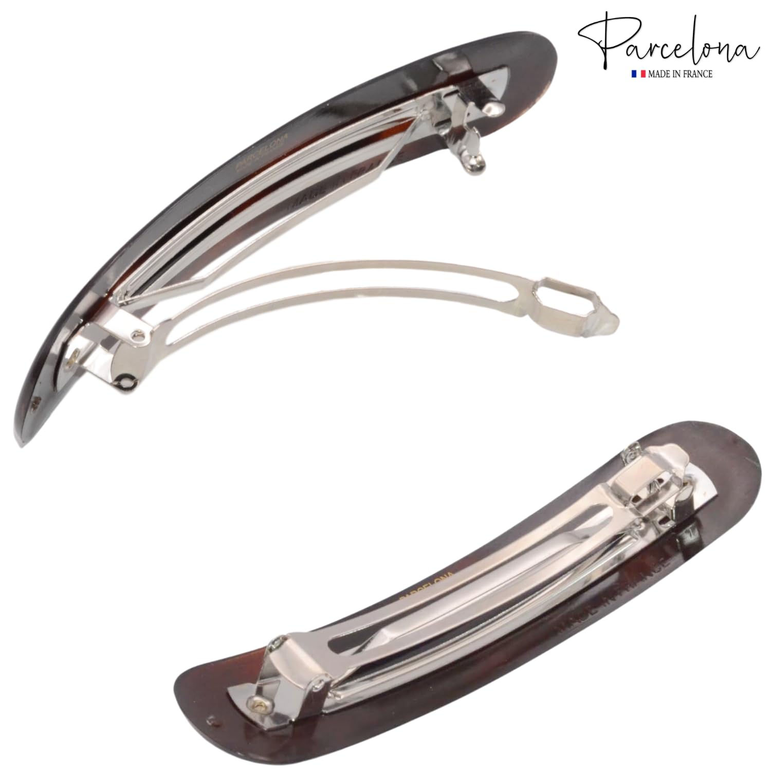Parcelona French Elegant Duo Large Cellulose Hair Barrette for Women and Girls