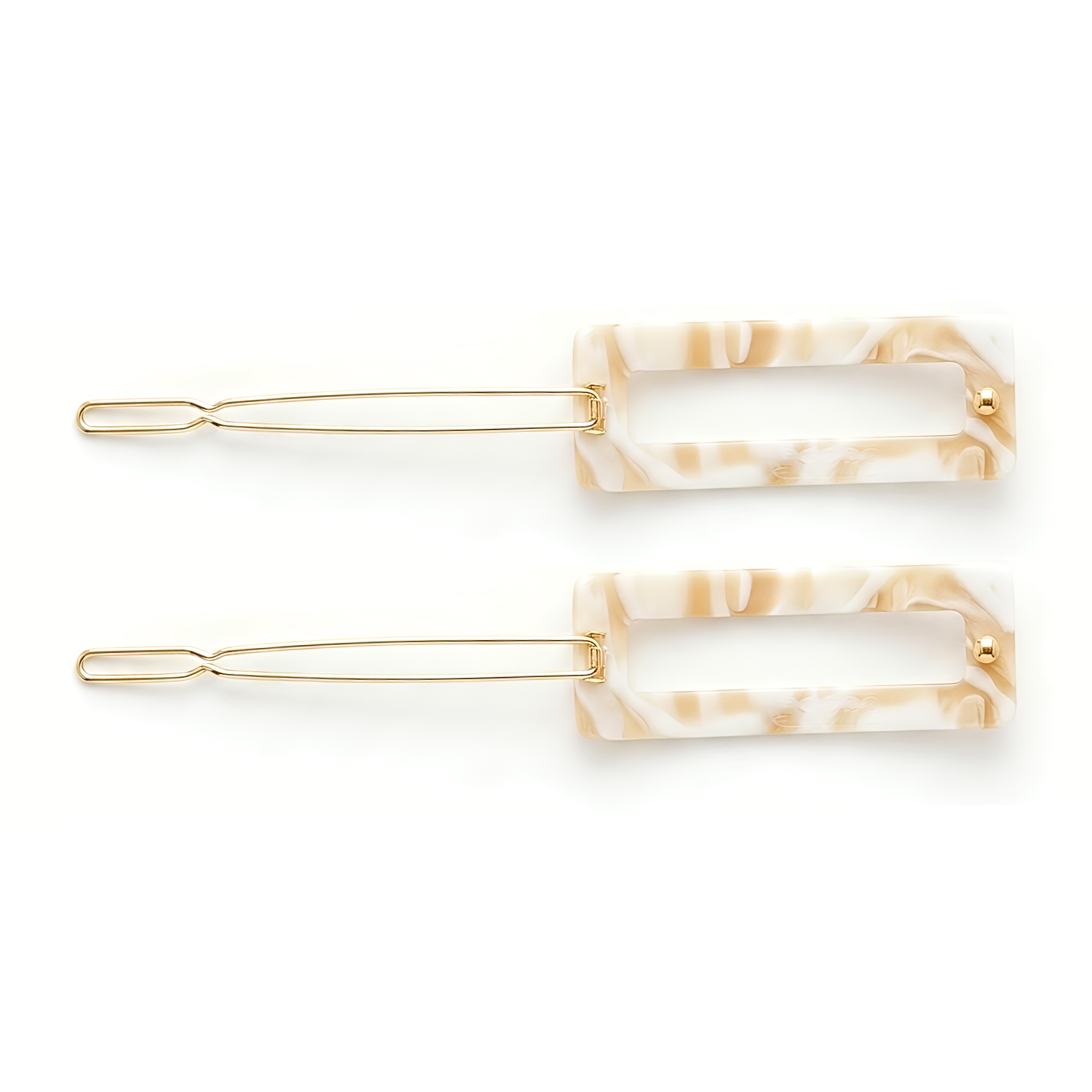 French Amie Small 2.25 Inch Open Window Rectangle Hair Barrette Clip Set of 2