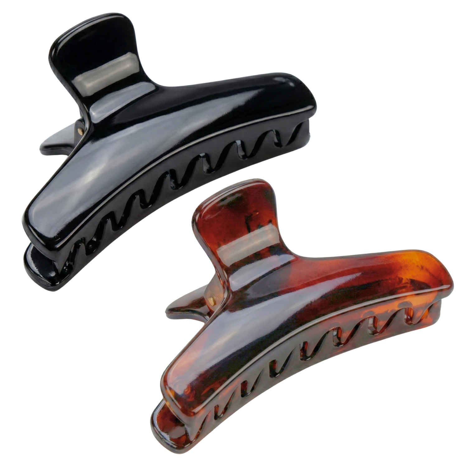 Parcelona French Salon Style Flat Small Cellulose Acetate Jaw Hair Claw Clips 2 Pcs