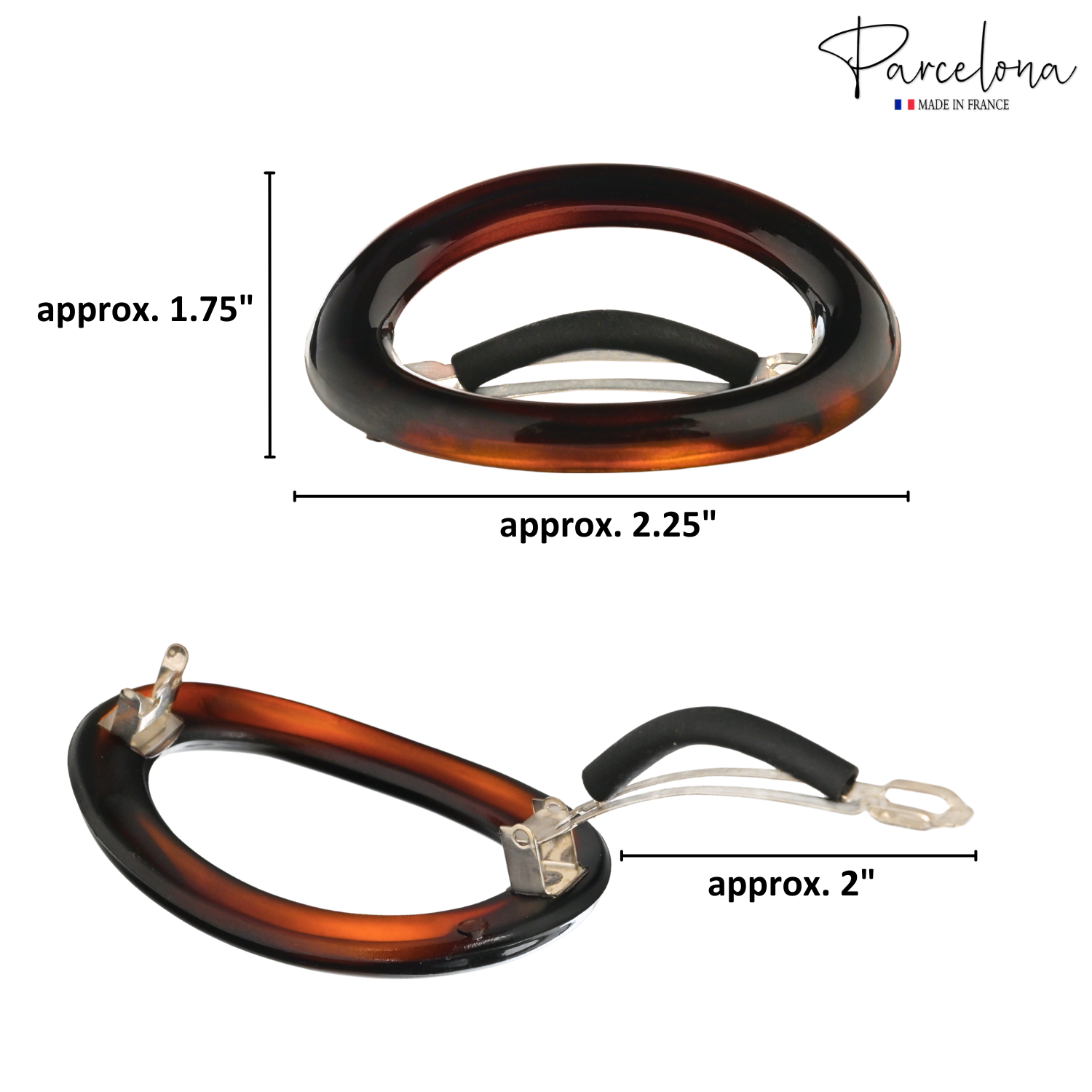 Parcelona French Dome O Ring Barrette Tortoise Shell No Slip Hair Clips Set of 2