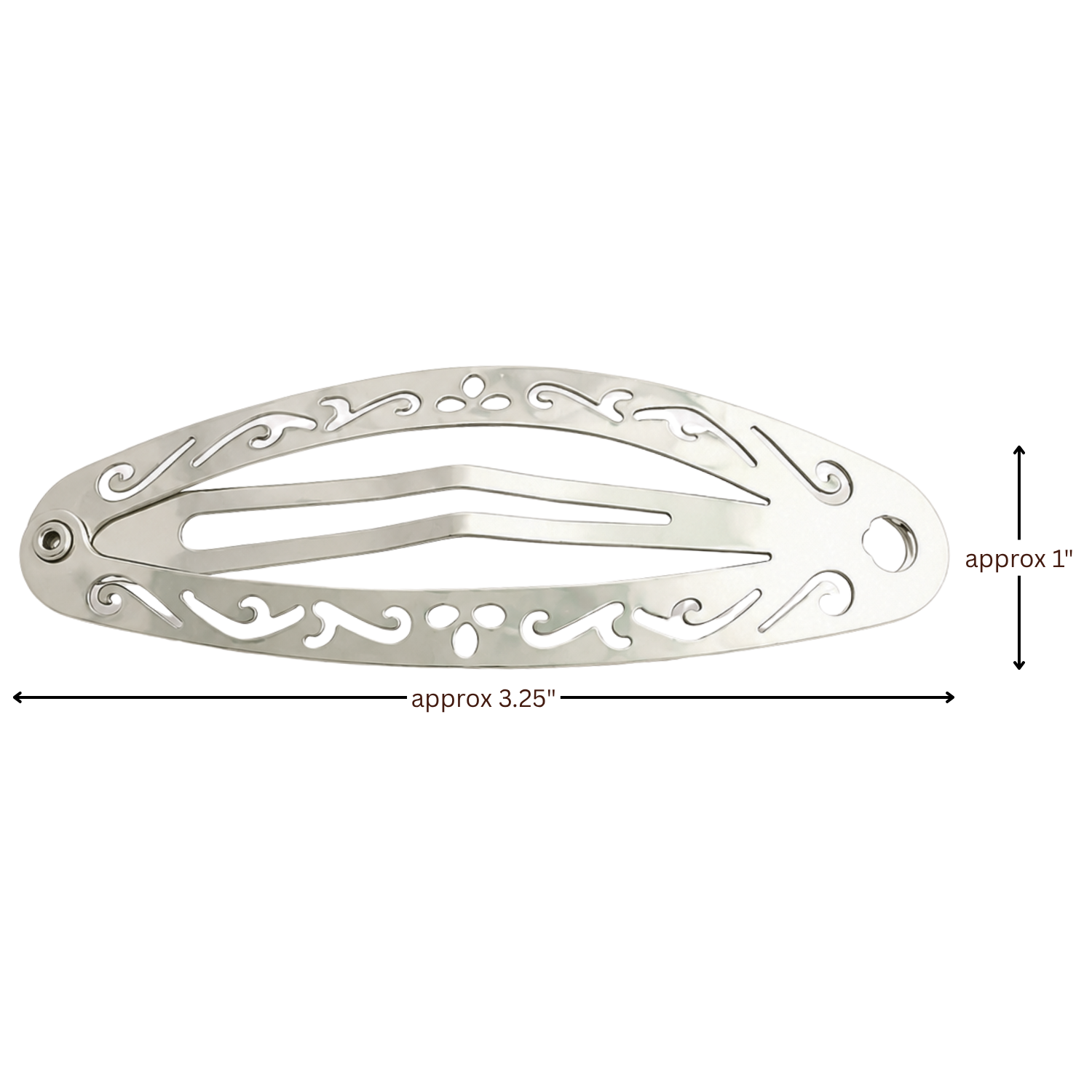 Moeni Filigree Cutout 3.25" Large Metal Snap Hair Clips Barrettes Womens 4 Pack