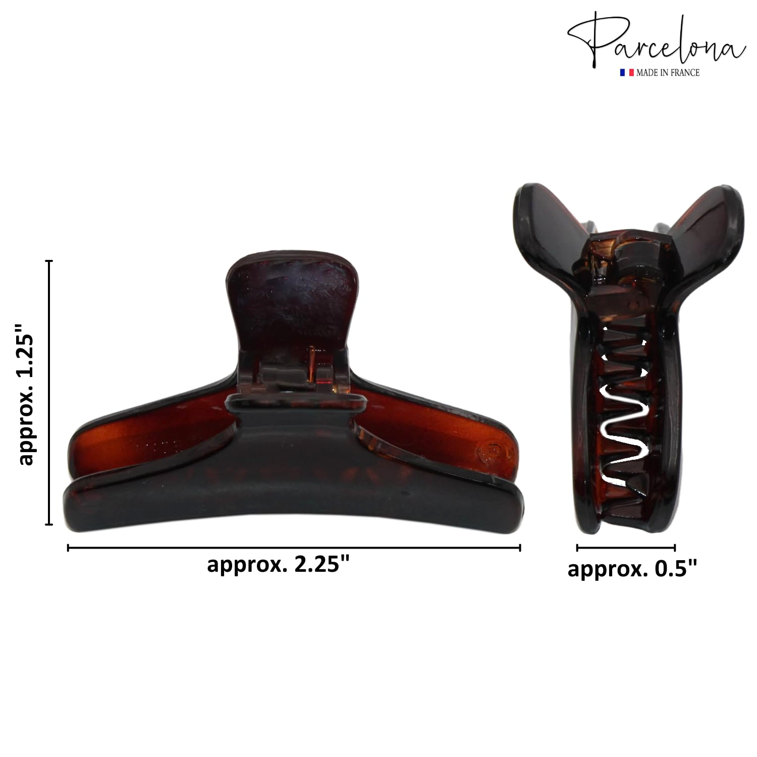 Parcelona French Salon Style Flat Small Cellulose Acetate Jaw Hair Claw Clips 2 Pcs
